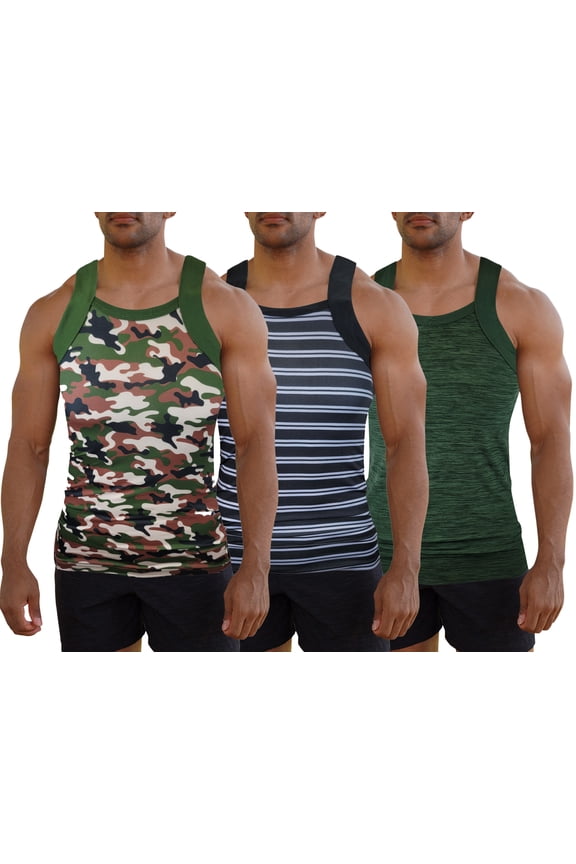 Men's 3 Pack Dry Fit Square Cut Tank Tops