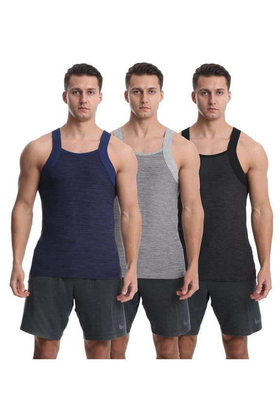 Men's 3 Pack Dry Fit Square Cut Tank Tops