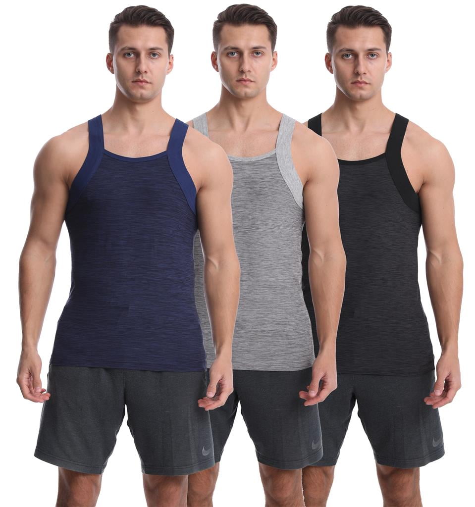 Different Touch Men's 3 Pack Dry Fit Square Cut Tank Tops - Walmart.com
