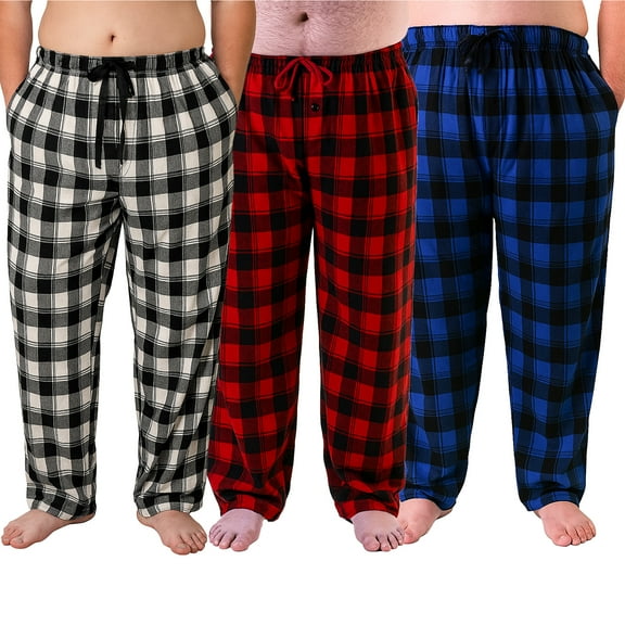 Different Touch Men's 3 pack Big & Tall Sleep Pants Bottoms Fleece Sleepwear PJs