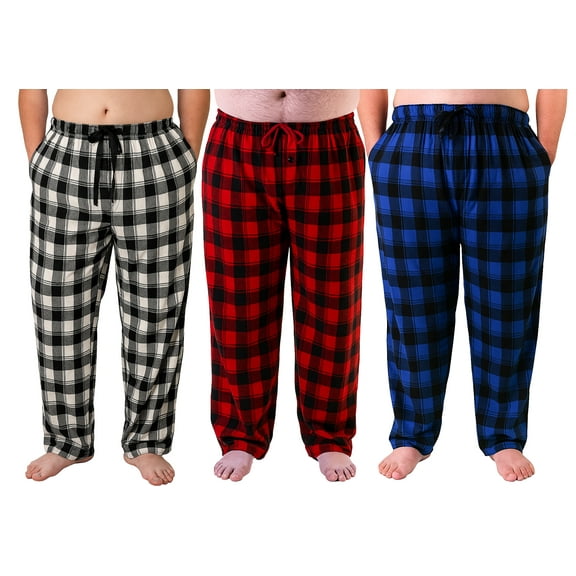 Different Touch Men's 3 pack Big & Tall Sleep Pants Bottoms Fleece Sleepwear PJs