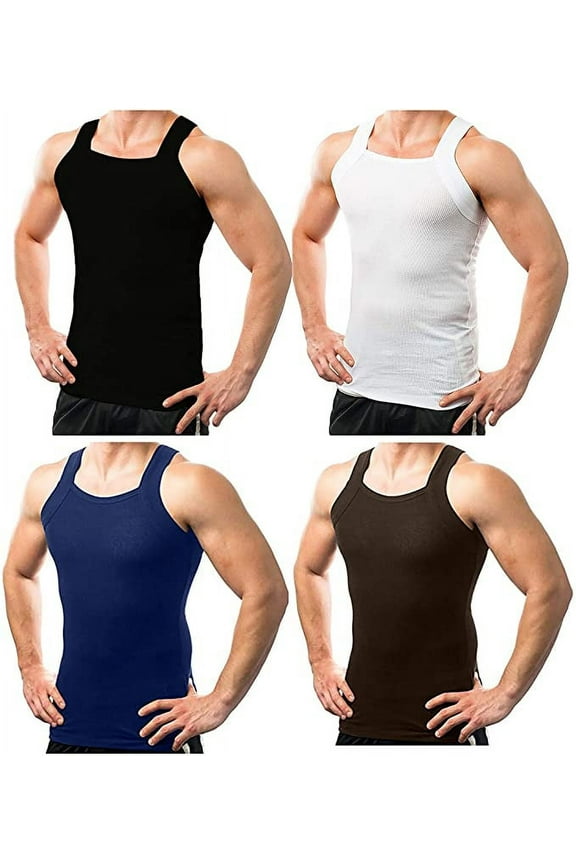 Men's 4 pack G-Unit Style Square Cut Tank Tops Underwear Shirt