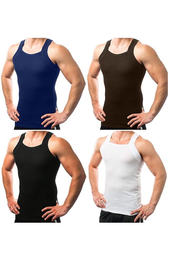 Men's 4 pack G-Unit Style Square Cut  Tank tops Underwear Shirt