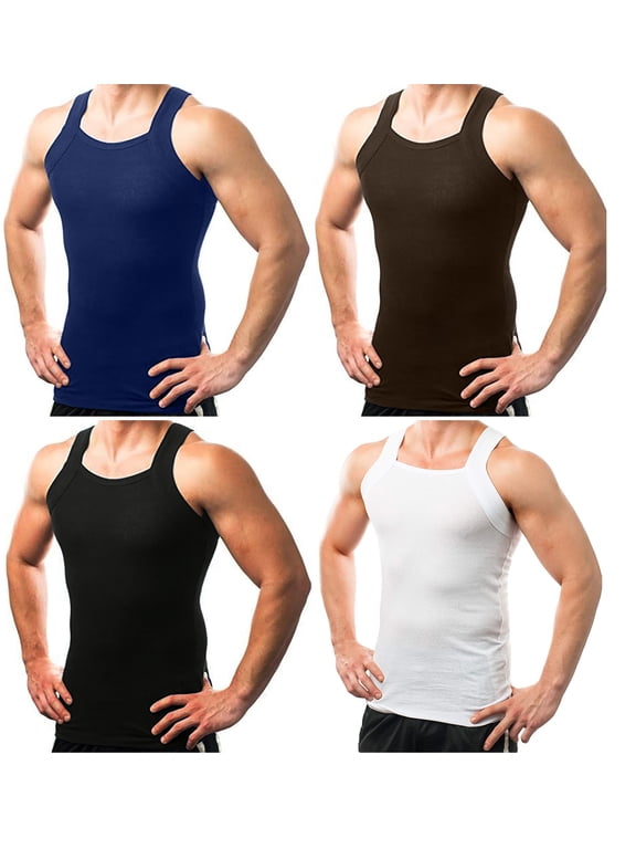 Men's 4 pack G-Unit Style Square Cut Tank tops Underwear Shirt