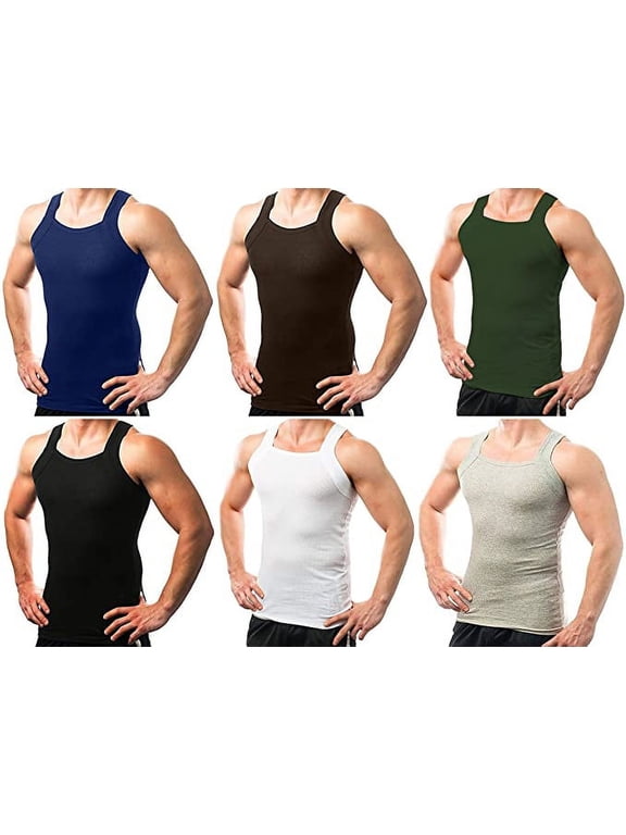Men's 6 pack G-Unit Style Square Cut Tank tops Underwear Shirt