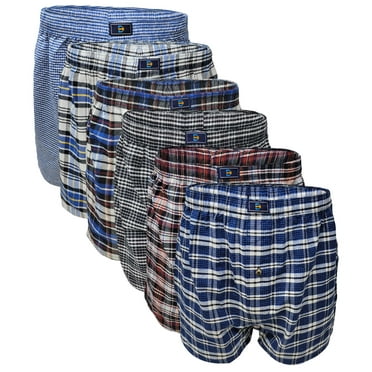 Different Touch Men's Plaid Boxer Shorts Underwear 6 Pack