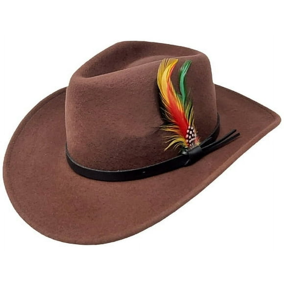 Different Touch Outback Crushable Wool Cowboy Wide Brim Male Brown Western Hats