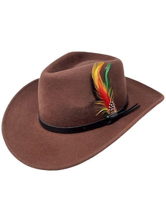 Outback Crushable Wool Cowboy Wide Brim Male Brown Western Hats