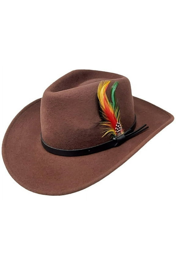 Outback Crushable Wool Cowboy Wide Brim Male Brown Western Hats