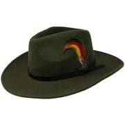 Different Touch Outback Crushable Wool Cowboy Wide Brim Male Olive Western Hats