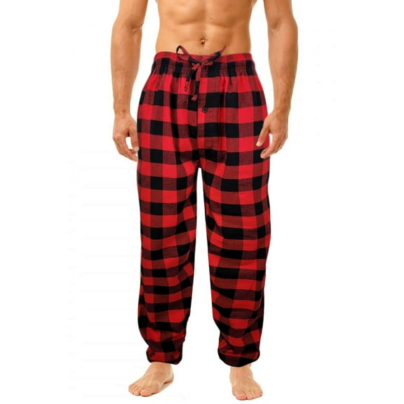 Different Touch Red Buffalo Plaid 100% Cotton Lounge Pajama Pants For Men (S-6XL)