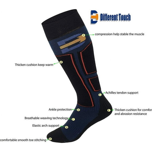 Different Touch Unisex Skiing Hiking Camping High Performance Thermolite Wool Ski Socks