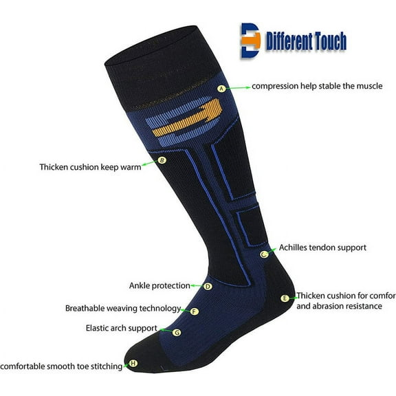 Different Touch Unisex Skiing Hiking Camping High Performance Thermolite Wool Ski Socks