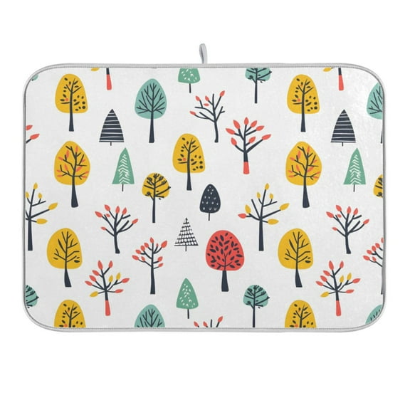 Different Trees Dish Drying Mat 16x18 Absorbent Microfiber Draining Rack Pad for Kitchen Counter Sink