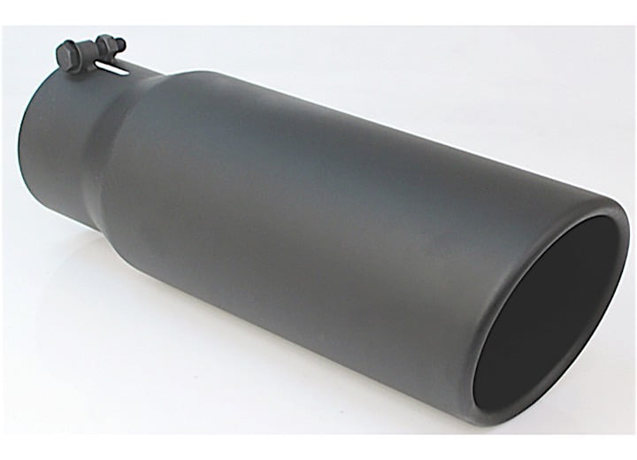 Different Trends - Black Powder Coated 6in Rolled Slant 15in Bolt On Blk Exhaust