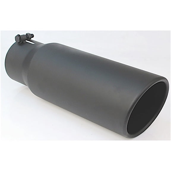 Different Trends - Black Powder Coated 6in Rolled Slant 15in Bolt On Blk Exhaust