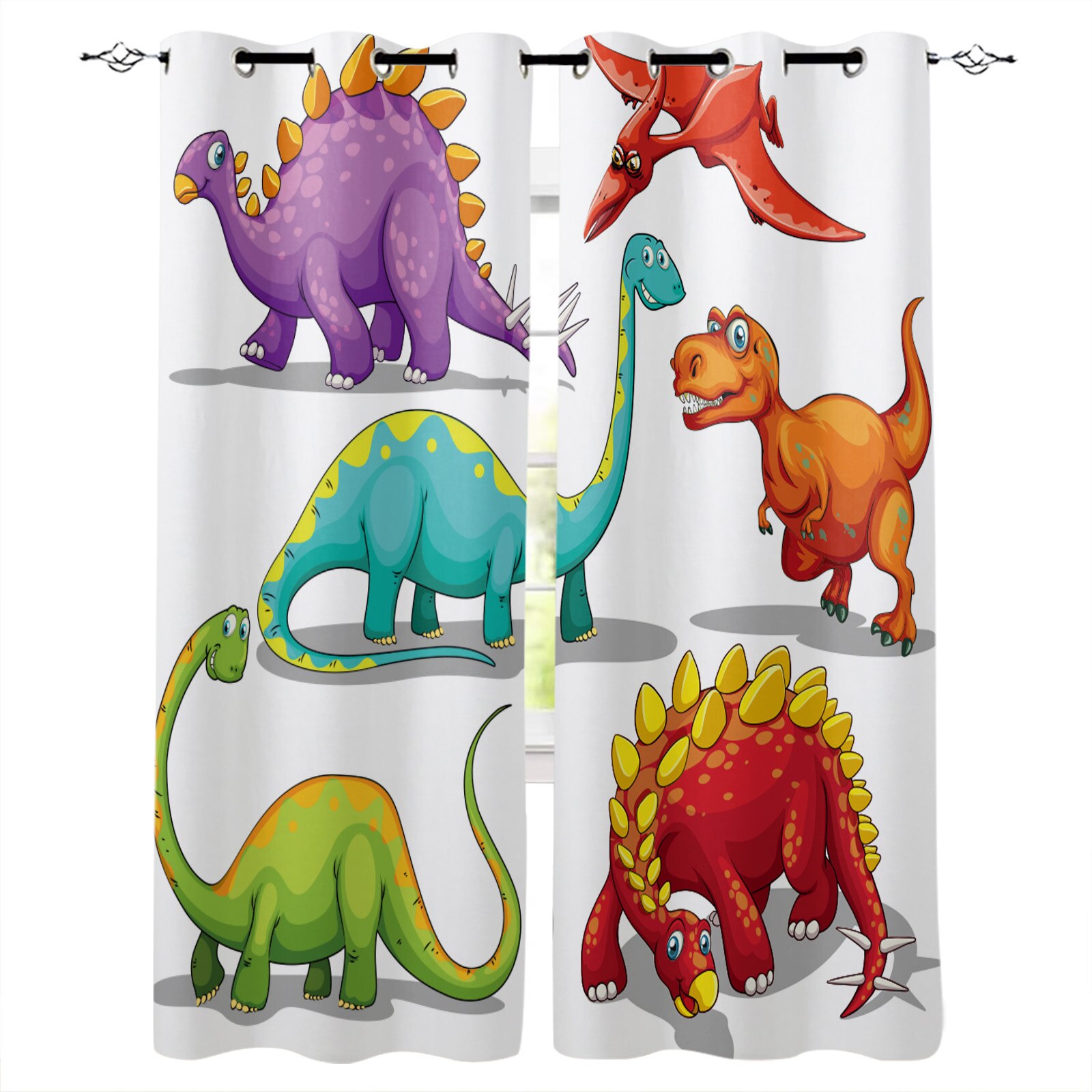 Different Types Of Dinosaurs Room Curtains Large Window Living Room
