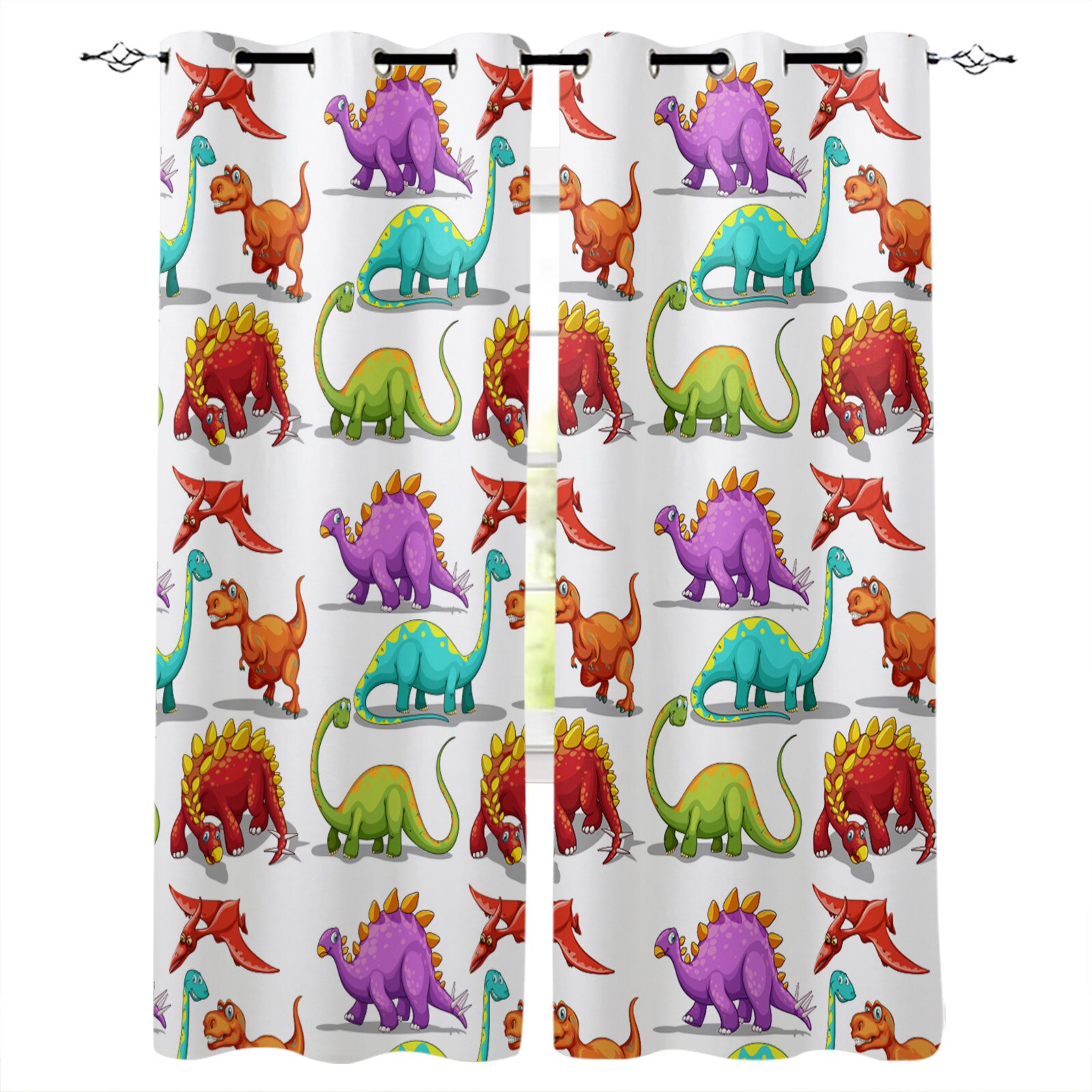 Different Types Of Dinosaurs Room Curtains Large Window Living Room