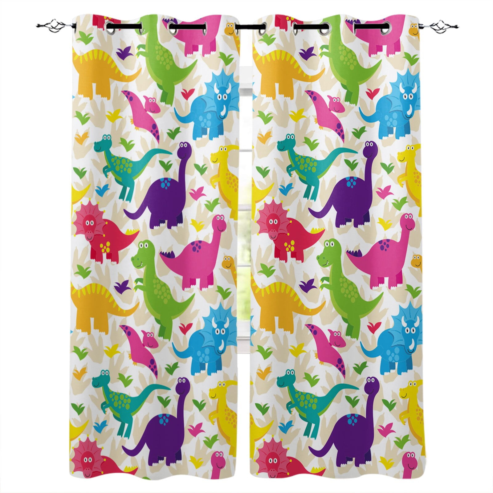Different Types Of Dinosaurs Room Curtains Large Window Living Room