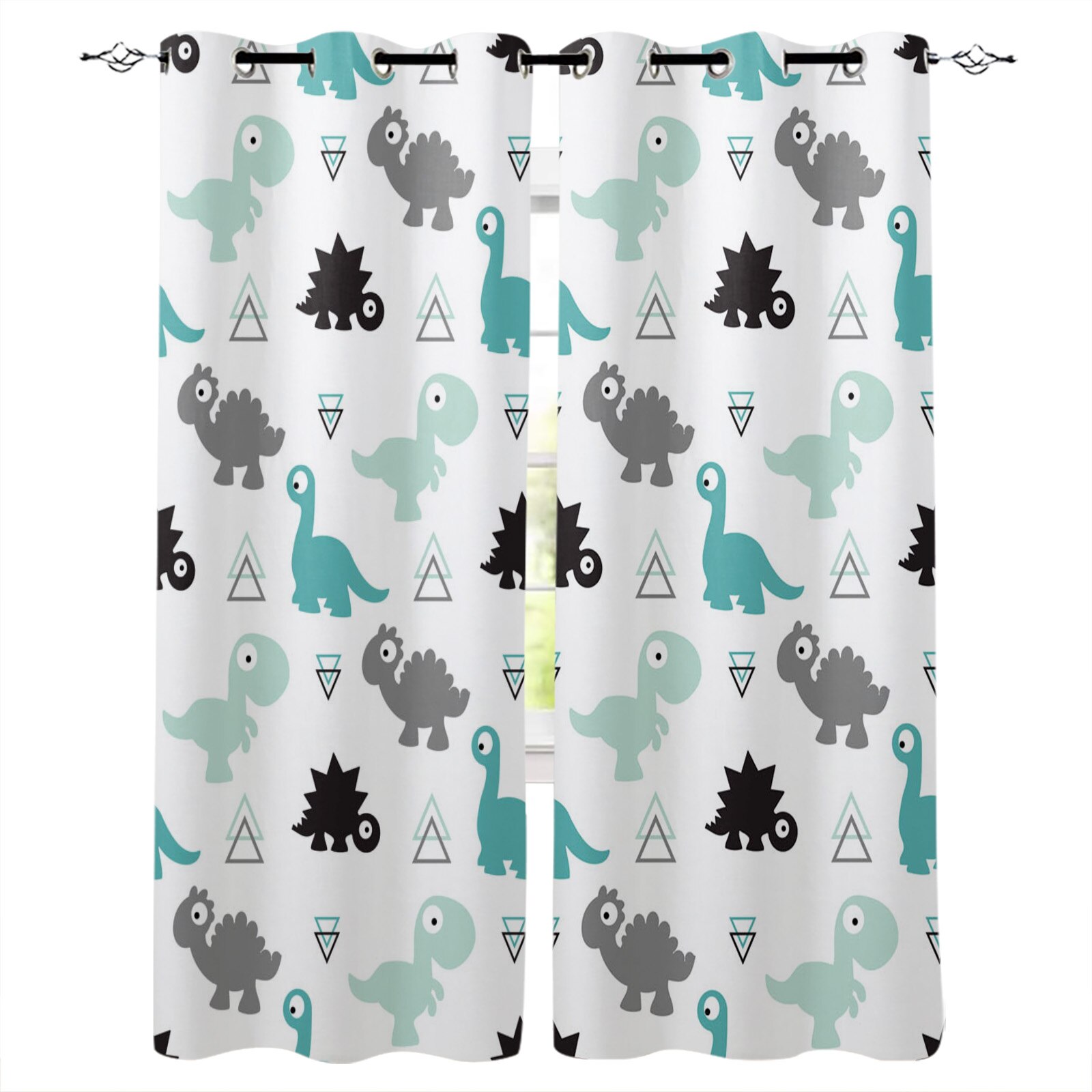 Different Types Of Dinosaurs Room Curtains Large Window Living Room