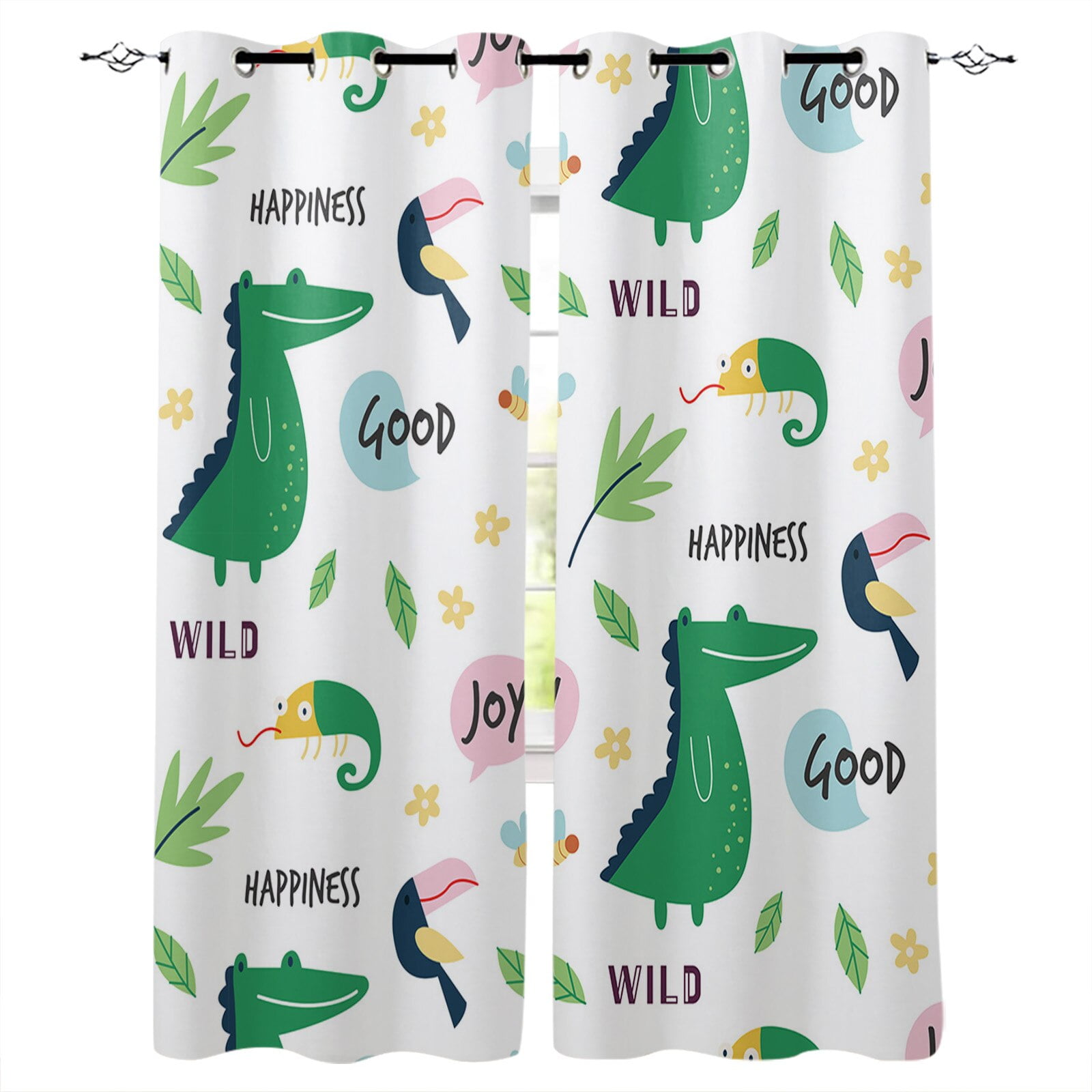 Different Types Of Dinosaurs Room Curtains Large Window Living Room