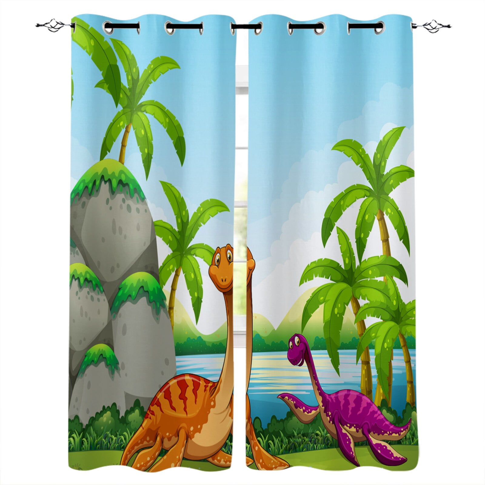 Different Types Of Dinosaurs Room Curtains Large Window Living Room