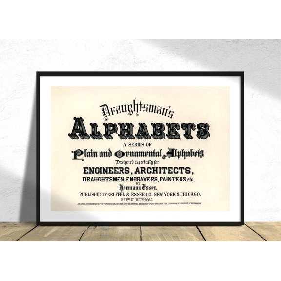 Different Types Of Fonts Draughtsmans Alphabets Hermann Esser Reproduction Letters Decor Vintage Old Alphabet Unframed Paper Print