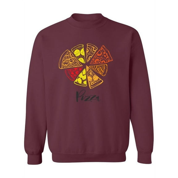 Different Types Of Pizza Slices Sweatshirt Men -Image by Shutterstock, Male Small