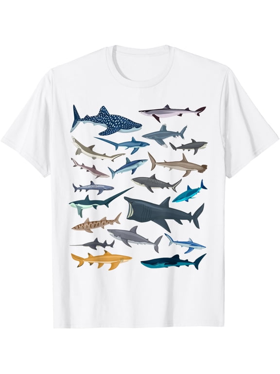 Different Types of Sharks Boys Kids Girl Shark Collage T-Shirt