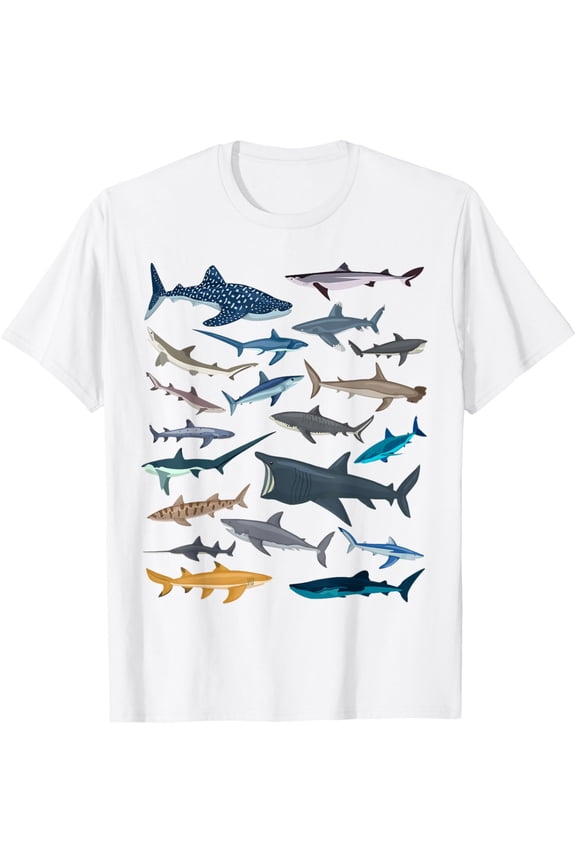 Different Types of Sharks Boys Kids Girl Shark Collage T-Shirt