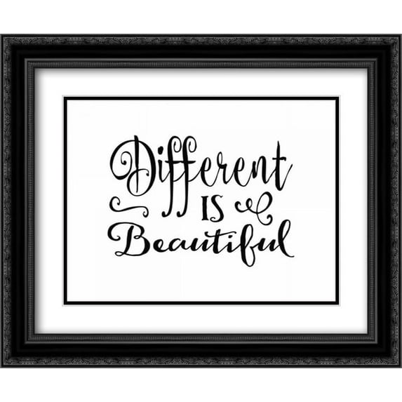 Different is Beautiful 2x Matted 24x20 Black Ornate Framed Art Print by Moss, Tara