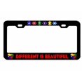 thumbnail image 1 of Different is Beautiful License Plate Frame Autism Awareness Personalized/Car Accessories Car Tag Holder Cover (Black/Red), 1 of 2