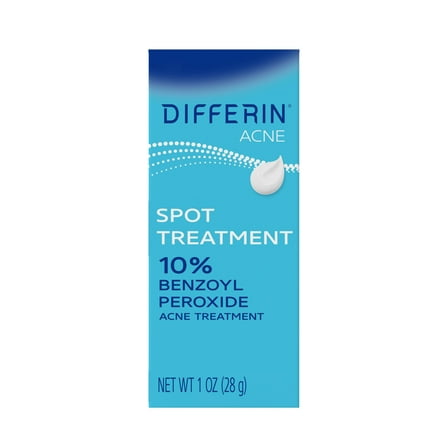 Differin Acne Spot Treatment with 10% Benzoyl Peroxide, Maximum Strength, Fast-Acting, Acne Treatment for Face & Body​