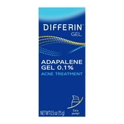 Differin Acne Treatment Gel for Face with 0.1% Adapalene, Prescription-Strength Retinoid Clears & Prevents Acne, Fragrance-Free, 15g Pump