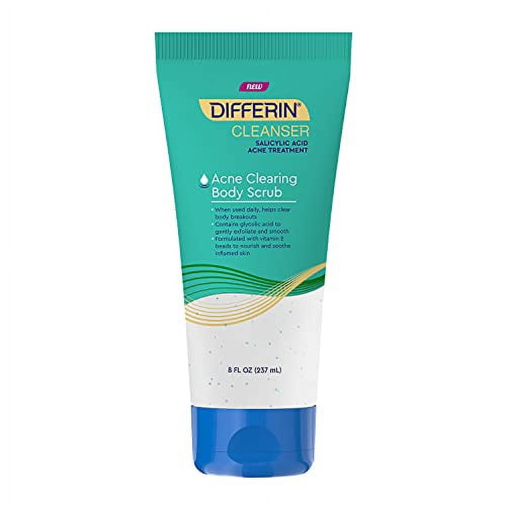 Differin Body Scrub, 8 Oz Salicylic Acid Acne Clearing, Improves Skin