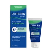 Differin Daily Deep Cleanser Face and Body Wash with 5% Benzoyl Peroxide, Dermatologist-Developed for Acne-Prone Skin, 4 oz