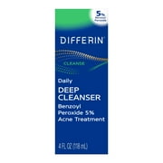 Differin Daily Deep Cleanser Face and Body Wash with 5% Benzoyl Peroxide, Dermatologist-Developed for Acne-Prone Skin, 4 oz