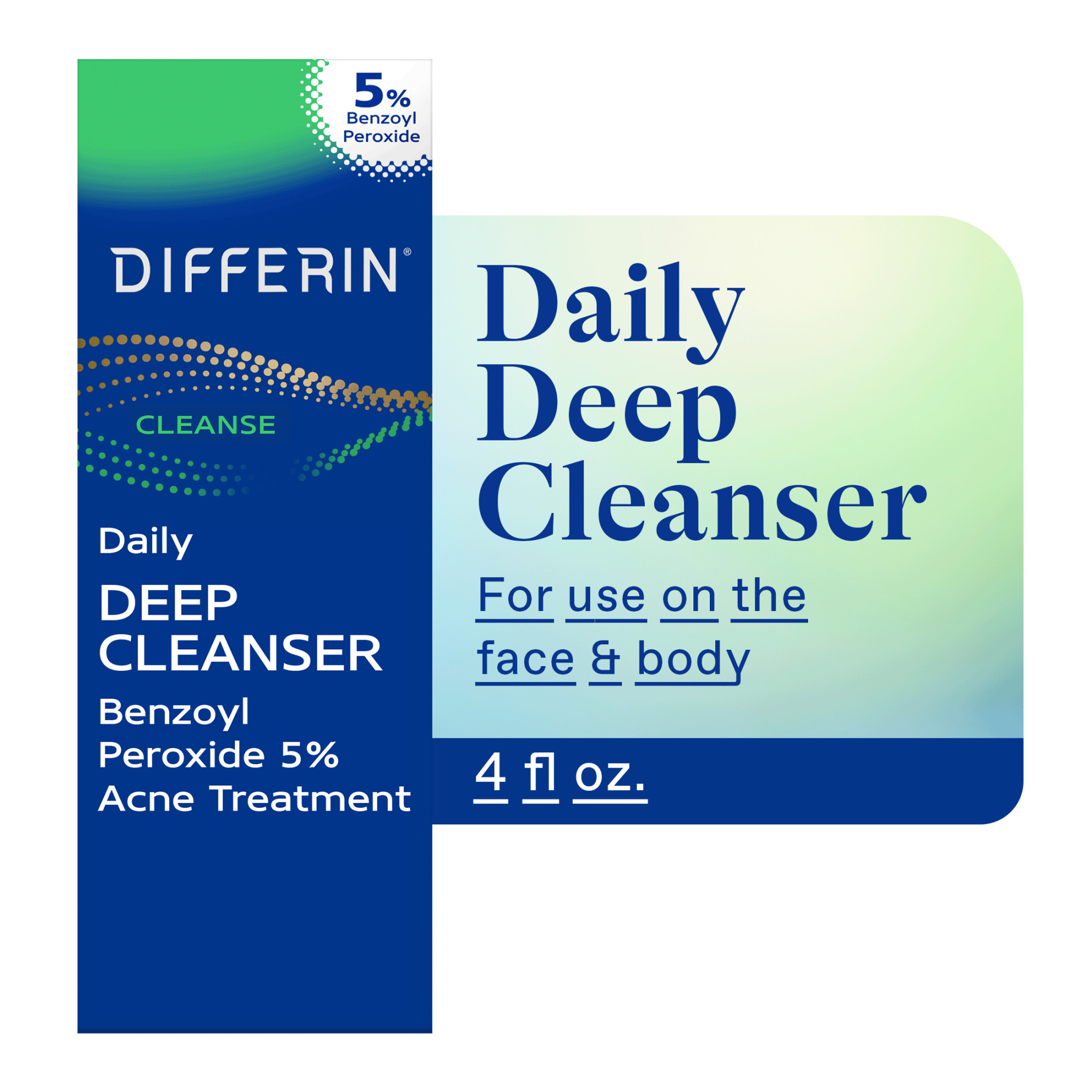 Differin Daily Deep Cleanser with 5% Benzoyl Peroxide, Face Wash for Acne Prone Skin, 4 oz - image 1 of 11