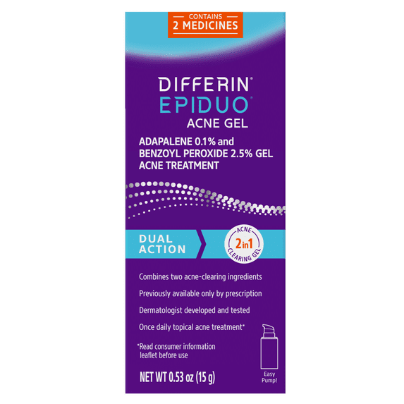 Differin Epiduo Pump 0.5oz with Adapalene 0.1% and Benzoyl Peroxide 2.5% Gel