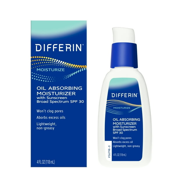 Differin Oil Absorbing Moisturizer with SPF30, Facial Moisturizer with Sun Protection, 4oz