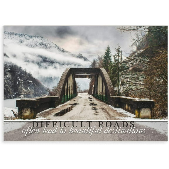 Difficult Roads Often Lead To Beautiful Destinations Wood Sign 12x18