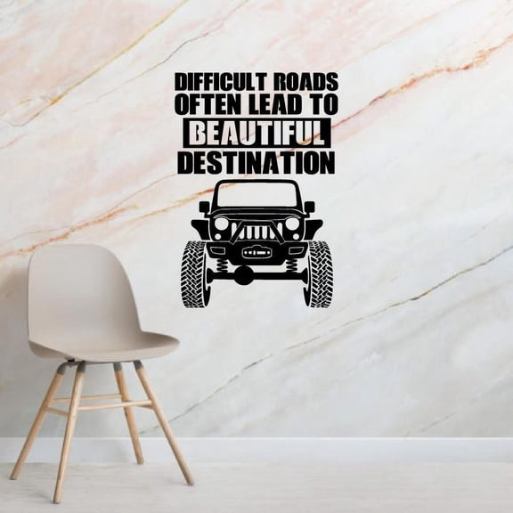Difficult Roads Often Leads To Beautiful Destination Vinyl Wall Sticker Art Decal Girls Boys Kids Room Design Bedroom Nursery Kindergarten House Home Decor Wall Sticker Decoration Size (10x8 inch)