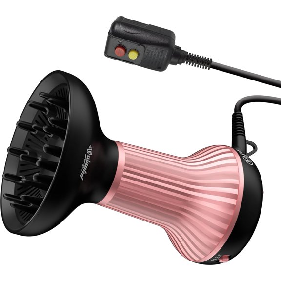 Diffuser Hair Dryer for Curly Hair, Enhances Curls and Volume Hair Diffuser | Ergonomic Design, Reduces Frizz, Lightweight Elegance, Portable Hair Dryer, ALCI Safety Plug, Wavy Hair Diffusor