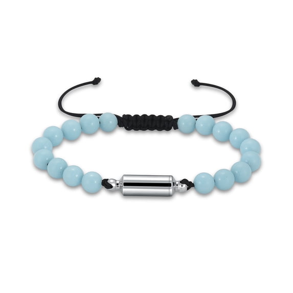 Diffuser Lava Rock Urn Bracelet for Ashes Handmade Cremation Memorial Cylinder Urn Bracelet Lava Stone 316L Stainless Steel Cremation Bangle for Women Men