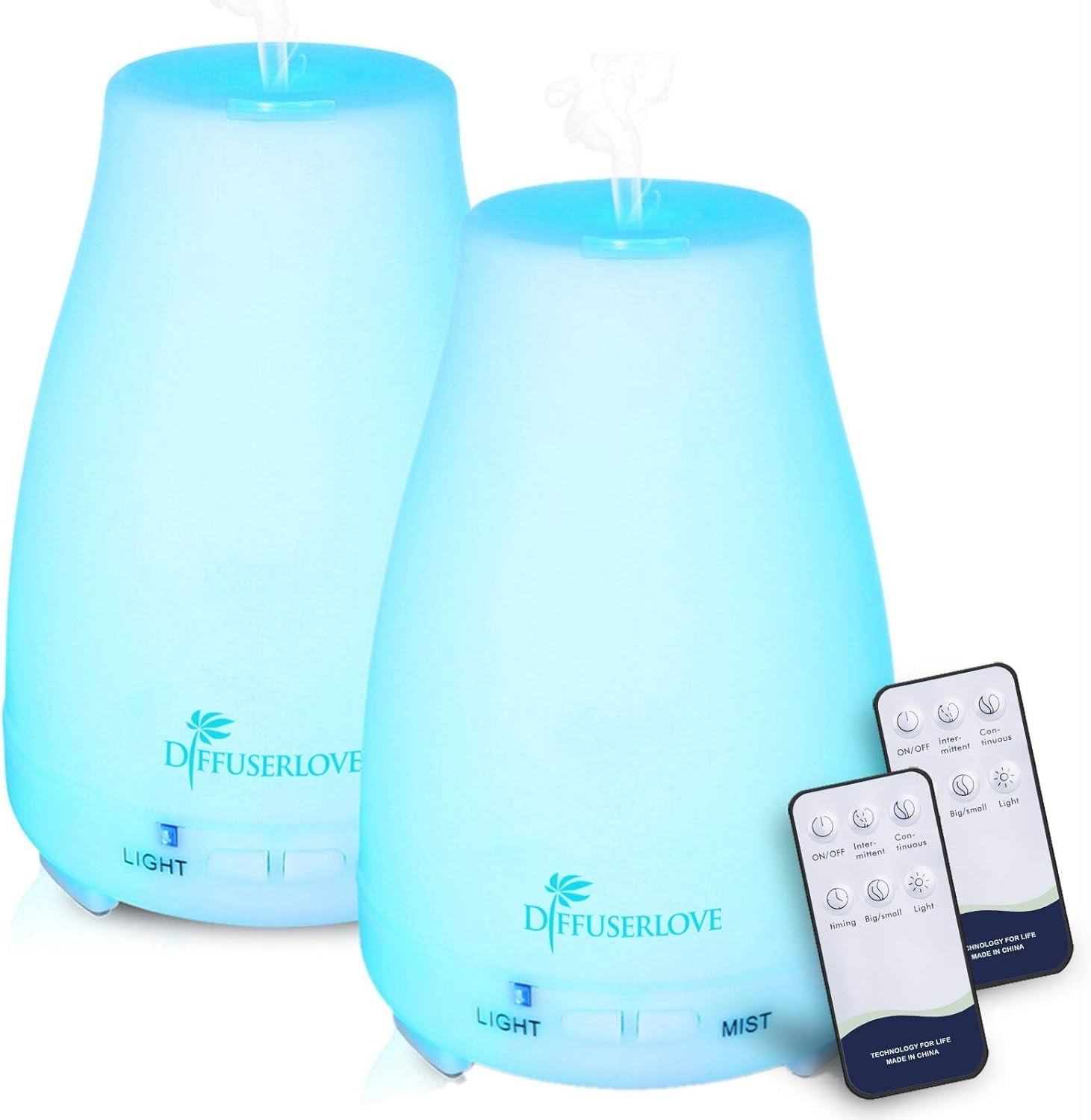 Diffuserlove 200ml Essential Oil Diffuser (2Pcs) - Remote Control, 7 ...
