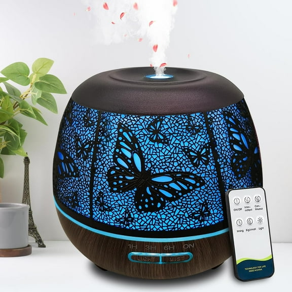 Diffusers for Essential Oils Large Room 400ml Essential Oil Diffuser for Home with R/C Cool Mist Humidifiers for Bedroom 7 Colors Changed & 3 Mist Mode Waterless Auto Off for Decor Butterfly
