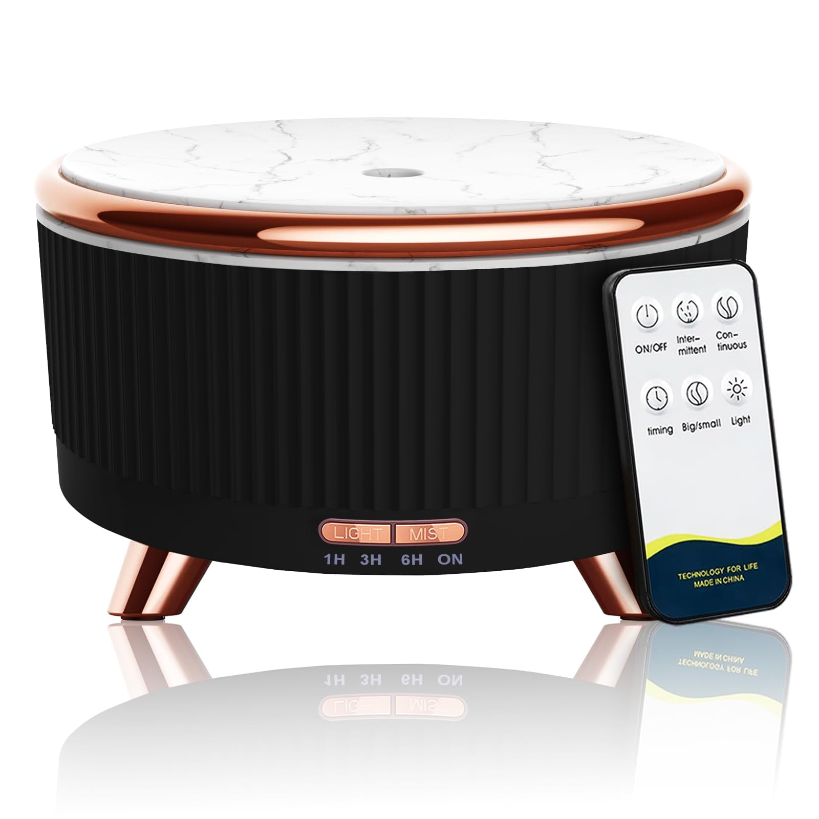 Black and Rose Gold 500ml LED Aromatherapy Diffuser with Remote
