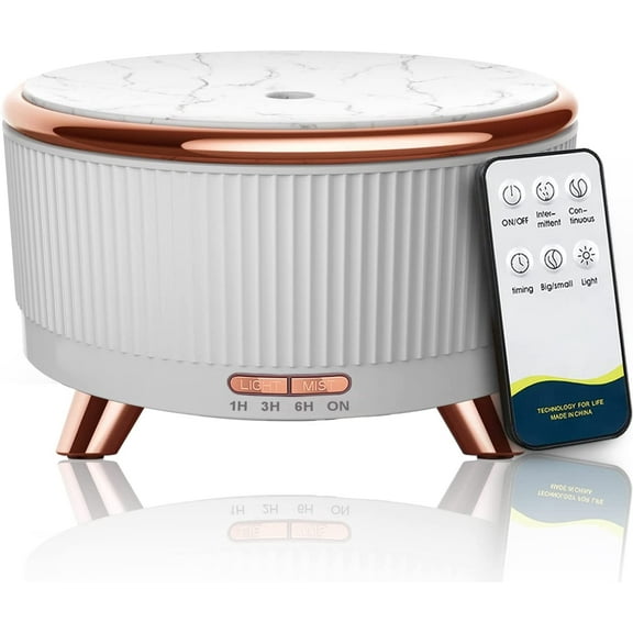 Diffusers for Essential Oils Large Room Humidifier, 500ml Aromatherapy Diffuser Cool Mist Humidifier with Remote Control,7 Colors Lights & 3 Mist Mode Waterless Auto Off for Women Office Home White