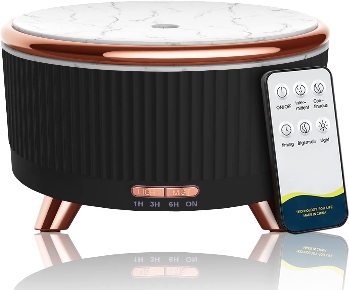 Black and Rose Gold 500ml LED Aromatherapy Diffuser with Remote