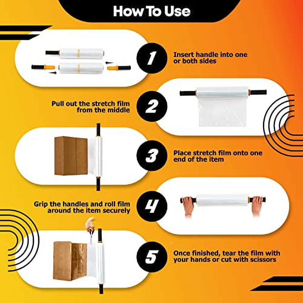 Difinati 2 Pk, Moving Wrapping Plastic Roll, 15 Inch x 1,200 Feet Heavy